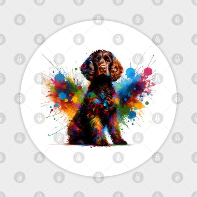 Colorful Irish Water Spaniel in Splash Art Style Magnet by ArtRUs